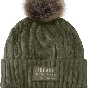Ladies Carhartt Olive Green Beanie Winter Hat NEW